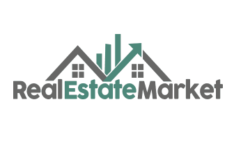 A real estate market logo with an arrow pointing up.