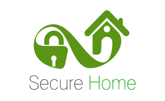 A green and black logo for secure home